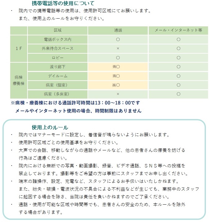 携帯電話等の使用について